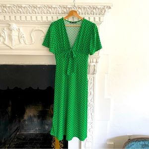 Zara Green Polka Dot Midi Lightweight Summer Dress